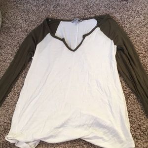 Long sleeve Baseball v neck top